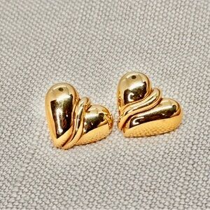 Vintage 80s Monet Gold Heart Earrings